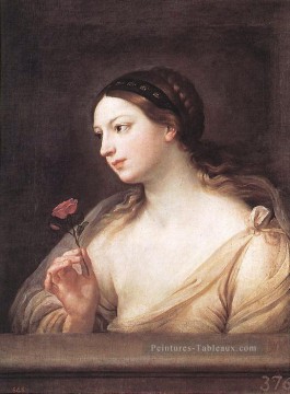  Baroque Peintre - Fille avec une Rose Baroque Guido Reni